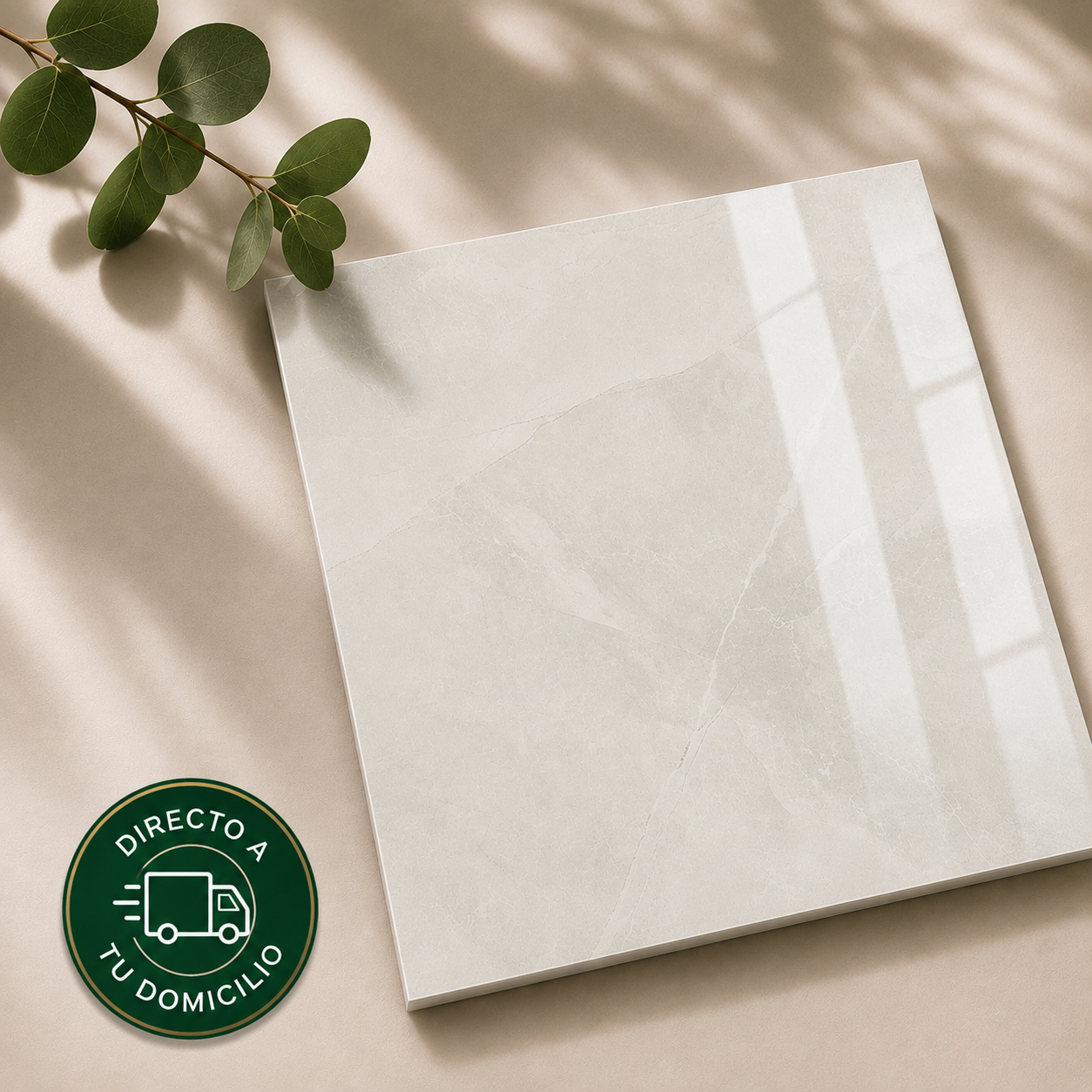 Muestra de Porcelanato Marfil Marmoleado Brillante 60x60