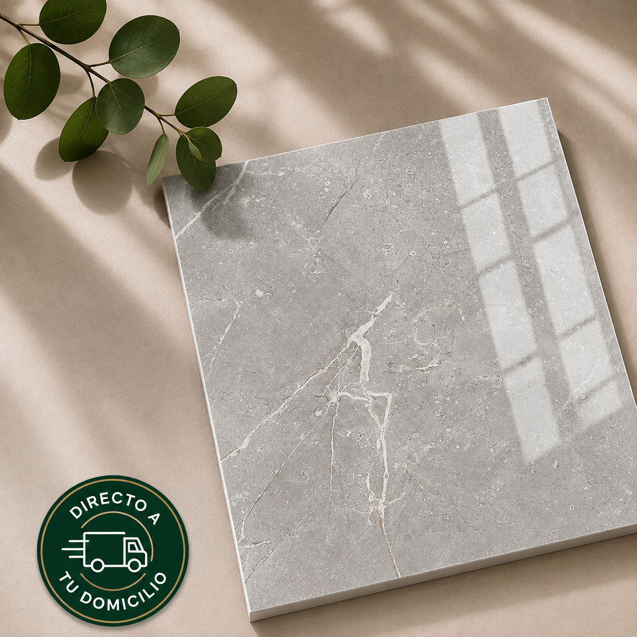 Muestra de Porcelanato Mármol Gris Brillante 60x60