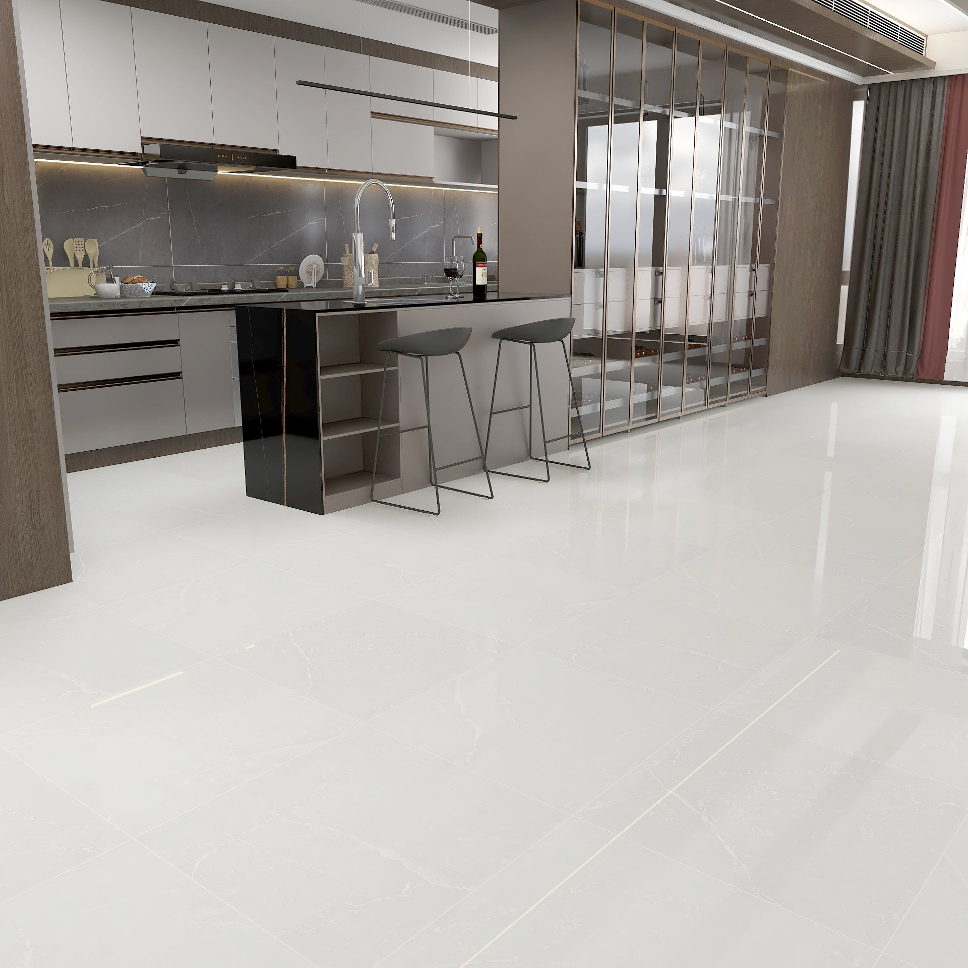 $11.900 por m²<br>Porcelanato Mármol Boreal Brillante 60x60<br>Caja de 1.44 m²